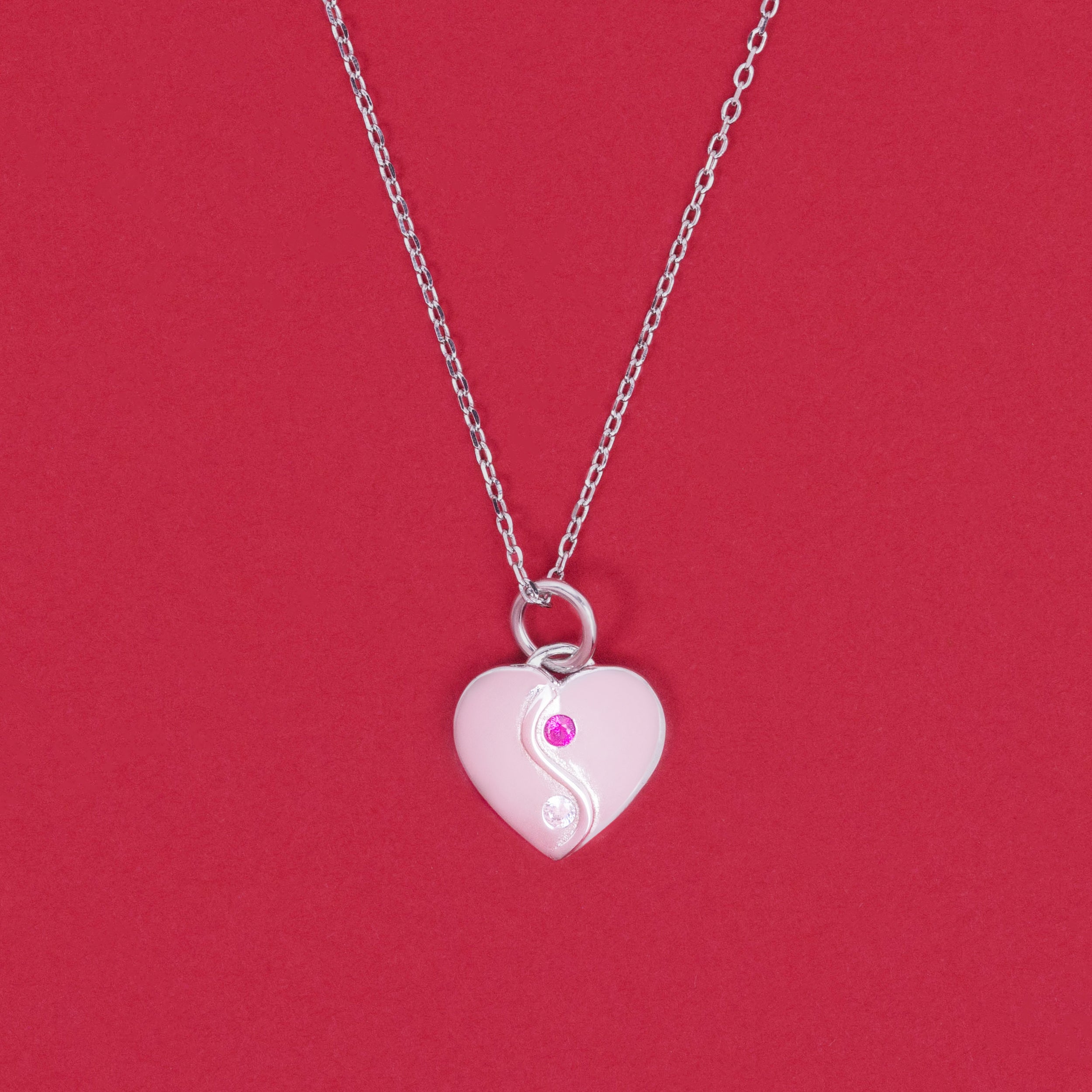 ‘’Yin & Yang Heart’’ 925 Sterling Silver Necklace