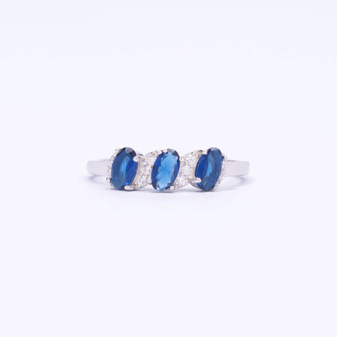 Trio Sapphire CZ Silver Ring