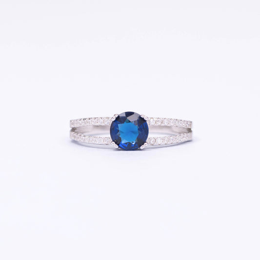 Blue CZ Silver Ring