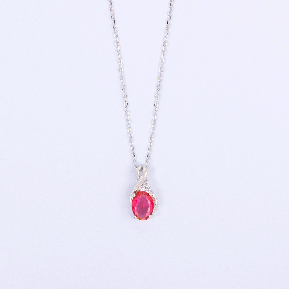 Garnet CZ Silver Necklace