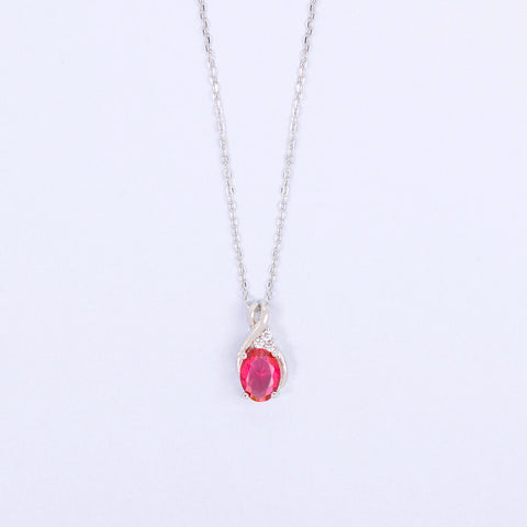 Garnet CZ Silver Necklace