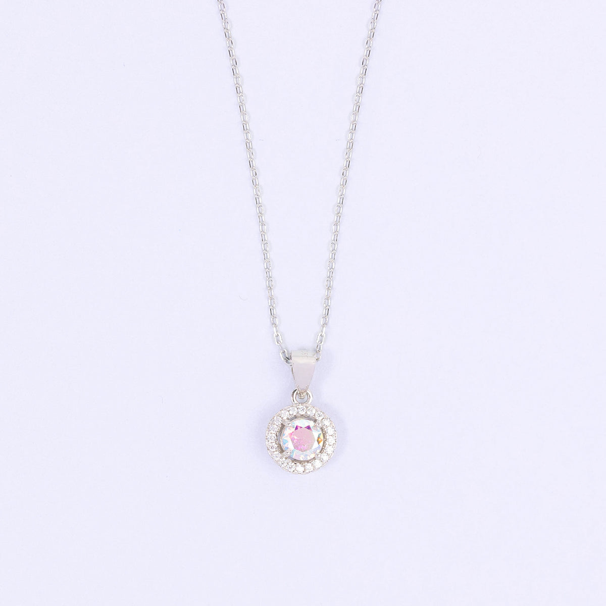 Opal CZ Silver Necklace