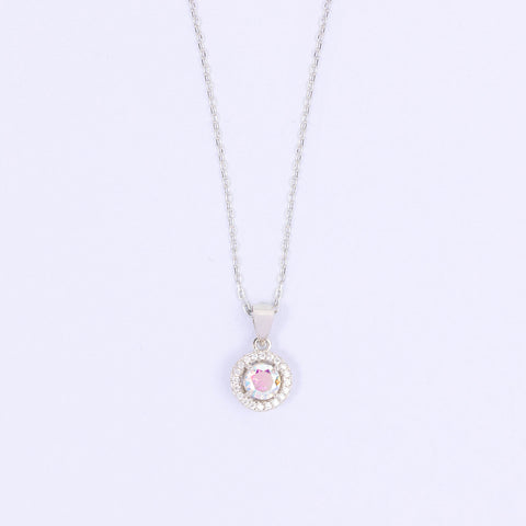 Opal CZ Silver Necklace