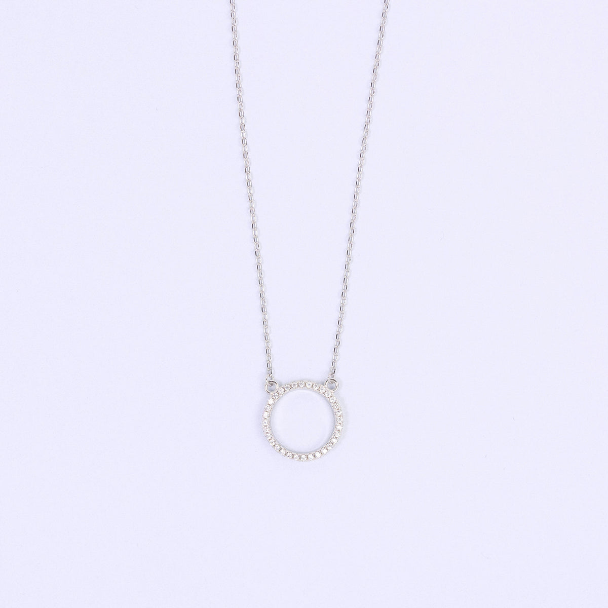 Round Clear CZ Silver Necklace
