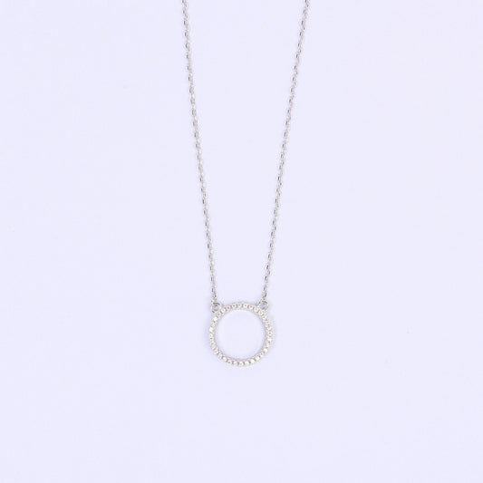 Round Clear CZ Silver Necklace