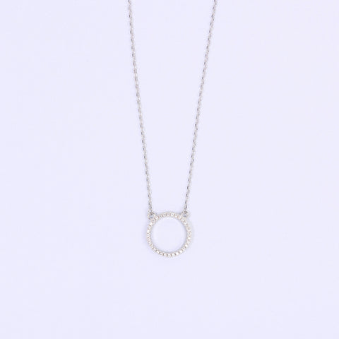 Round Clear CZ Silver Necklace