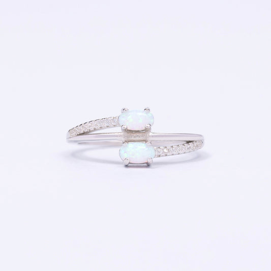 Iridescent CZ Silver Ring