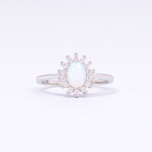 Iridescent CZ Silver Ring