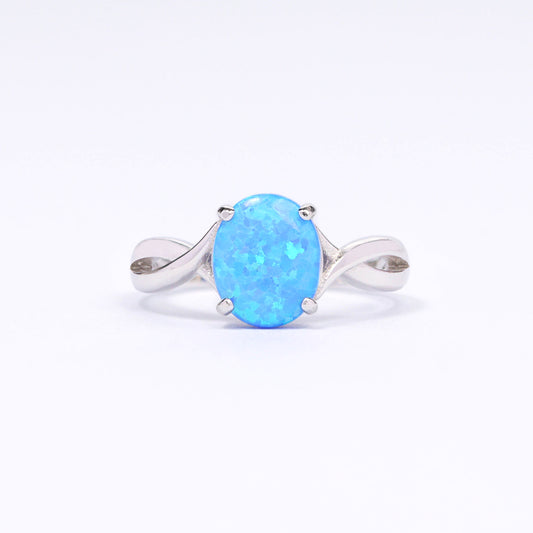 Opal CZ Silver Ring