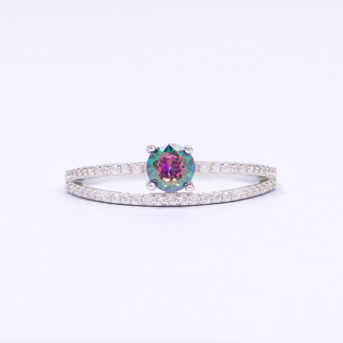 Multi & Clear CZ Silver Ring