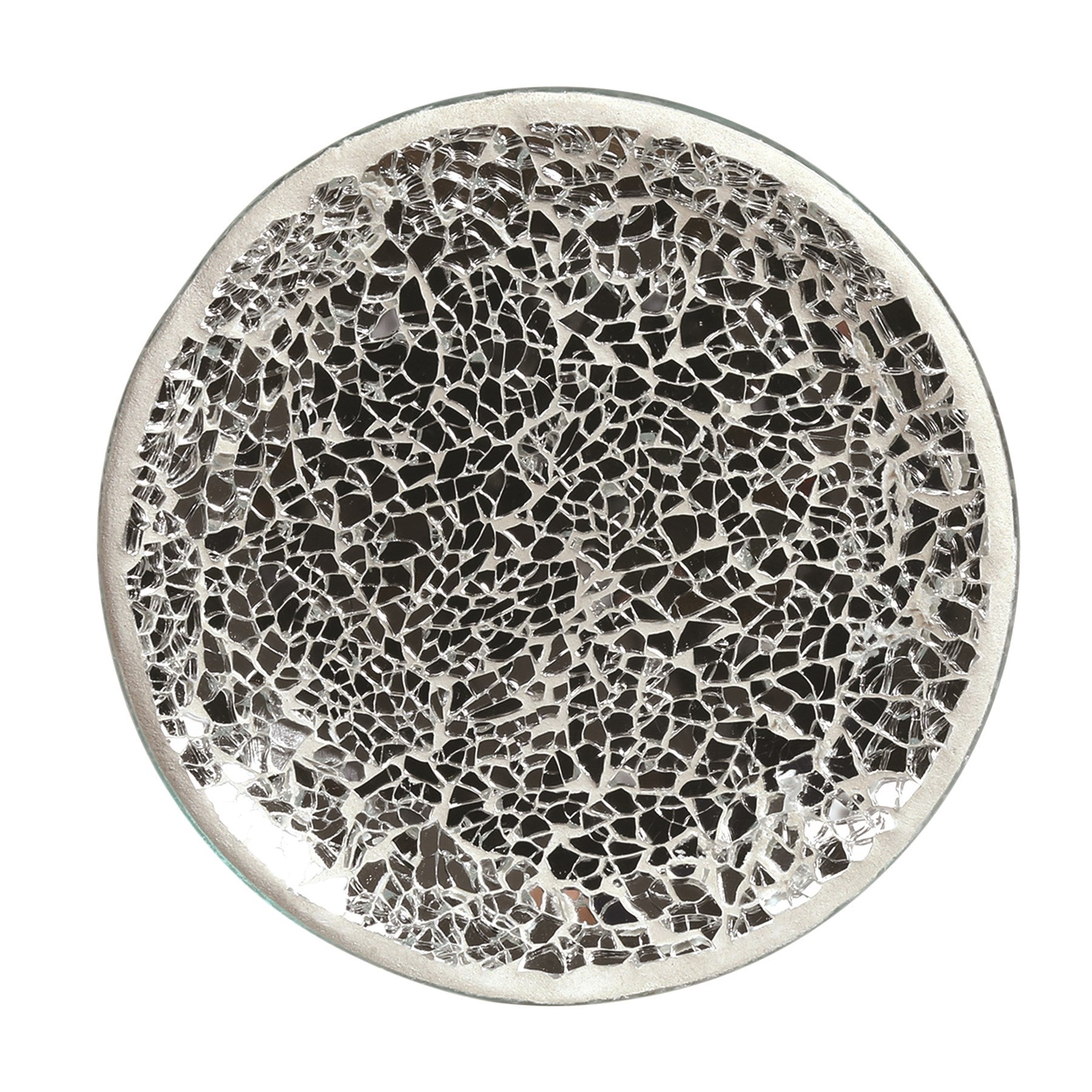 Silver Crackle Candle Plate